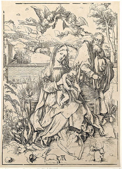 German artist Albrecht Dürer (1471-1528) made this woodcut, The Holy Family with Three Hares, 24