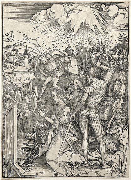 The Martyrdom of St. Catherine (Hollstein 236, Meder 236), a woodcut by Albrecht Dürer, 15¾