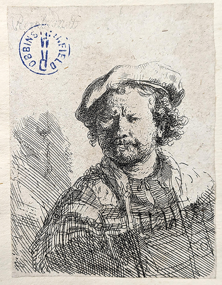 Rembrandt’s Self-portrait in a Flat Cap and Embroidered Dress (New Hollstein 210), 10¼