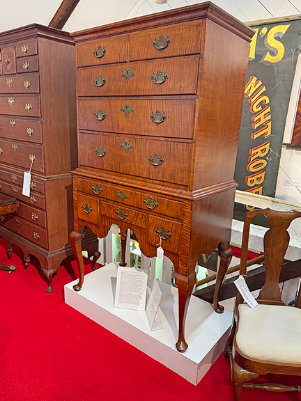 The Newport, Rhode Island, tiger maple high chest, 69¼