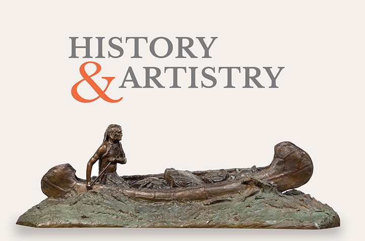 Robert Farrington Elwell, “Birchbark Canoe”, patinated bronze, signed – 1930s