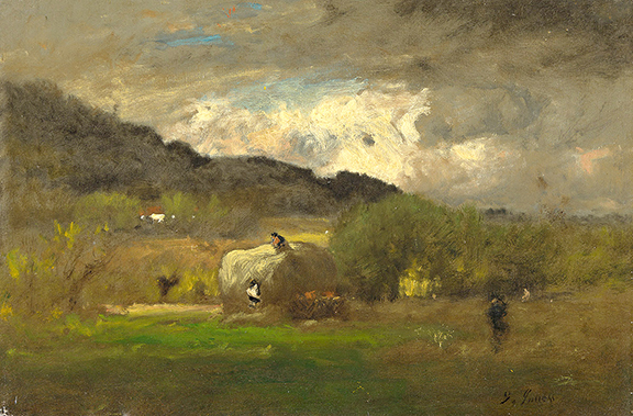George Inness (1825-1894), Thunder Storm in Medfield, Massachusetts, oil on canvas, circa 1877, 12 1/8