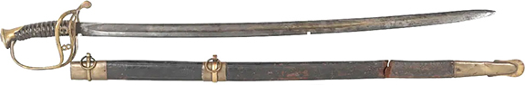 Rare, untouched, and well-preserved original Confederate sword made by Thomas Leech, Memphis, Tennessee, referred to as the “floating C.S.” staff and field officer’s sword. The 30