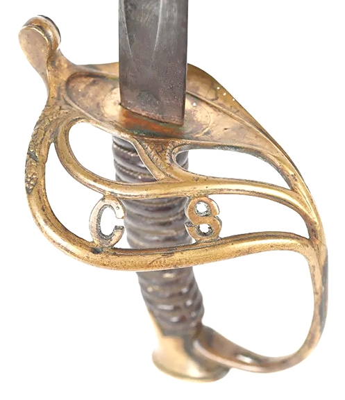Rare, untouched, and well-preserved original Confederate sword made by Thomas Leech, Memphis, Tennessee, referred to as the “floating C.S.” staff and field officer’s sword. The 30