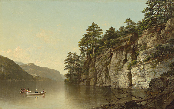David Johnson (1827-1908), Dollar Island, Lake George, oil on panel, 1873, 13 1/8
