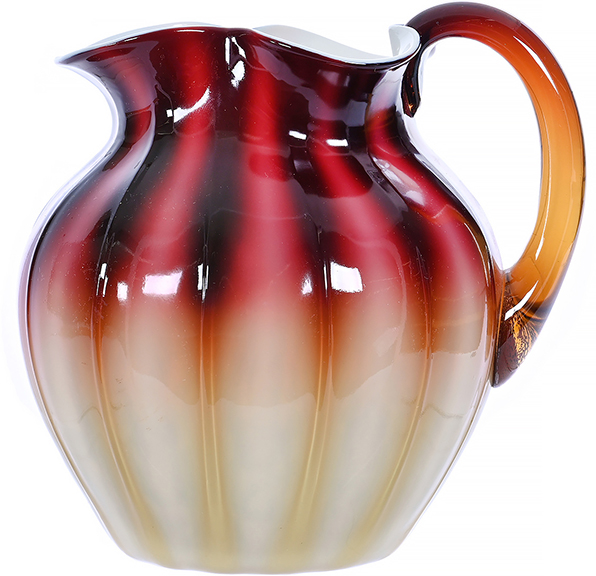 Plated amberina art glass water pitcher by New England Glass Works, 7¼