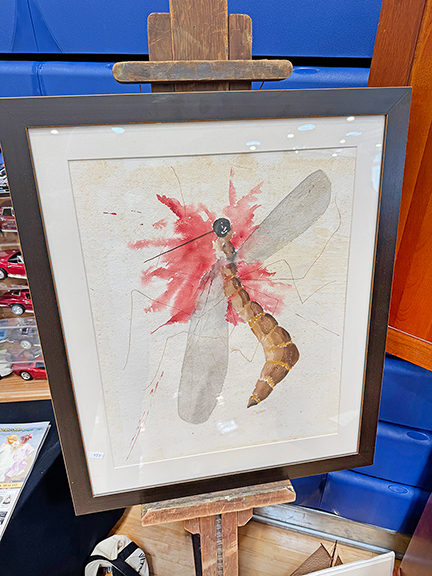 Squish by Maine artist John Otterbein was $475 from Roger Williams of Boat House Antiques, Bath, Maine. An image of a crushed mosquito&mdash;after its bite&mdash;certainly speaks to summer in Maine.