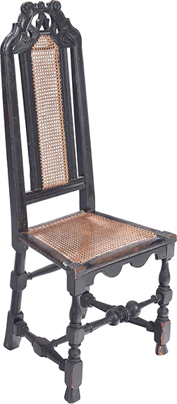 This 1710-20 William and Mary caned side chair (45½
