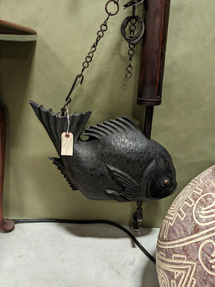 Roger Williams of Boat House Antiques, Wiscasset, Maine, displayed this circa 1900 Japanese jizaikagi—an adjustable pothook used to suspend cookware over a sunken hearth. The beautiful carp is not only decorative; it is deceptively heavy and would be used to raise and lower the pot. It dates from Japan’s Meiji era (1868-1912), and Williams said it was the only one at the show, a claim this journalist could not independently confirm but suspects is most likely true. It was $850.