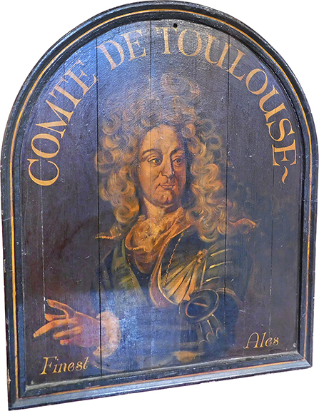 It’s probably an early 20th-century creation. A large wooden hand-painted alehouse sign reads “COMTE DE TOULOUSE / FINEST ALES.” It appears to be a comment on the famous drinking habits of artist Henri Marie Raymond de Toulouse-Lautrec-Montfa (1864-1901). Bruce Emond of Village Braider Antiques, Plymouth, Massachusetts, had it for $900. “We’ve been selling all morning,” he noted happily.