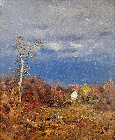 Artist Jervis McEntee (1828-1911), a noted Hudson River school painter, was born and died in Rondout (later a district of Kingston, New York), on the river’s west bank. Other artists might have come to the Hudson River Valley from far and wide, but McEntee spent his whole life there painting the valley and nearby Catskills. The untitled 12