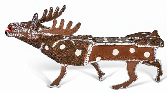 This untitled work (Animal Bench with White Spots)by Thornton Dial Jr. (b. 1953), executed 1989-90, mixed media including carpet on painted wood, 36