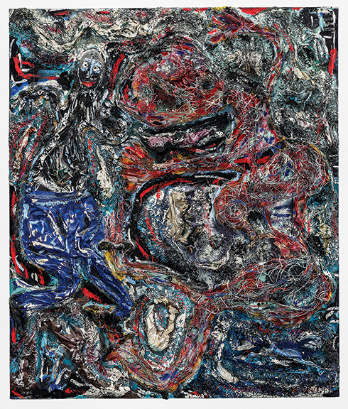 The top-selling lot from “Things Grow in the United States: Works from the Collection of Jane Fonda” was this untitled mixed media by Thornton Dial, including wire, fabric, and Splash Zone compound (epoxy) on canvas. The 1991 work, 76