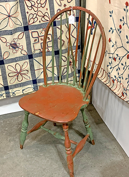 Bob Jessen and Jim Hohnwald of Fitzwilliam, New Hampshire, had a nearly full booth for much of early buying. They showed a linsey-woolsey coverlet, 90