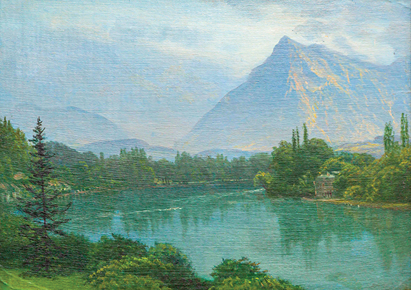 Albert Bierstadt (1830-1902), A View of the High Sierras, oil on paper laid on panel, 13 5/16