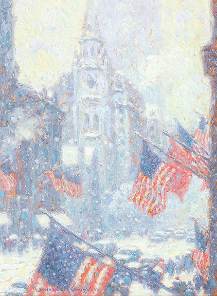 Laurence A. Campbell (b. 1939), 5th Avenue at 29th St. (blue version), oil on artist’s board, 16