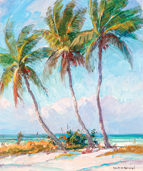 Emile Gruppé (1896-1978), Palms at Naples Beach, Florida, oil on canvas, 24
