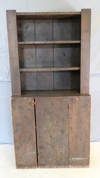 New England open cupboard original paint with polka dots