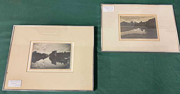Two photographs by Maine photographer Chansonetta Stanley Emmons (1858-1937) were $450 each from Emily Lampert of Salisbury, Massachusetts. The photographs are titled Mill Pond, Kingfield and River at Ogunquit. Emmons’ identical twin brothers, Freelan Oscar Stanley and Francis Edgar Stanley, invented the Stanley Steamer automobile.