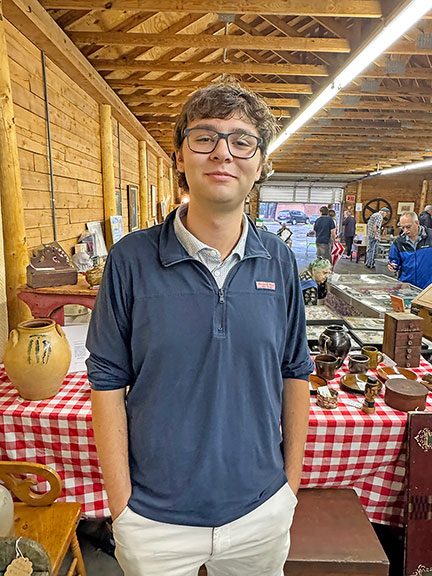 Cooper O’Connell is the owner of Gilded Goose Antiques in St. Albans, Vermont. He is 19 years old and a full-time honors student at the University of Vermont. Deerfield was his third show.