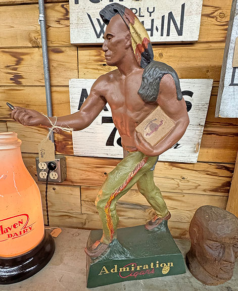 Admiration Cigars countertop figure, $1200, from Robert Callen Antiques, Lexington, Virginia.