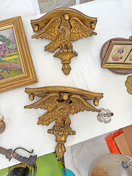 These Centennial eagle brackets, constructed of plaster, were $750 from Thomas Moser of Gray, Maine.
