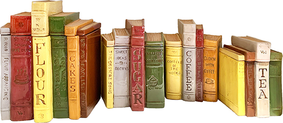 The author’s fake-book ceramic canisters.