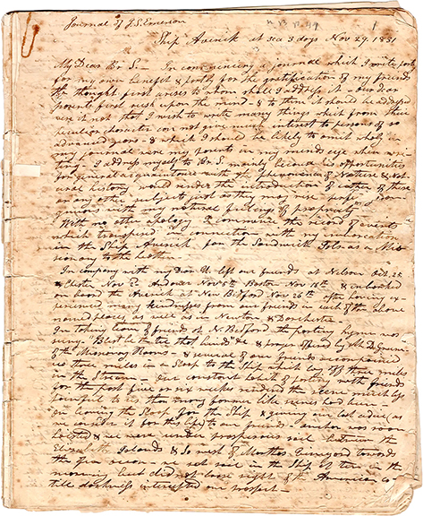 Page from the journal of John S. Emerson. Courtesy James E. Arsenault & Company.