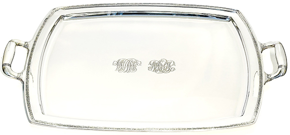 The Tiffany & Co. sterling silver tray from the early 20th century, approximately 168 ounces, 28