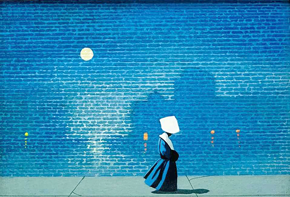 Golden Moon by Robert Remsen Vickrey (1926-2011), egg tempera on panel, 5½