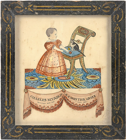 Watercolor portrait of a young Charles M. Tasker by Joseph H. Davis (1811-1865), 7