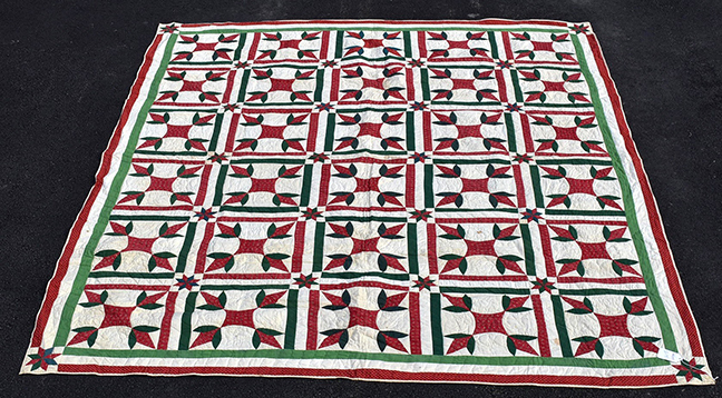Antique Tri-Color Quilt, 19th century, H. 78