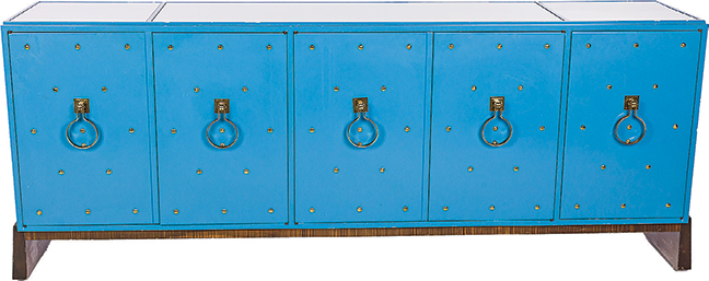 Tommi Parzinger Blue Lacquer Side Cabinet