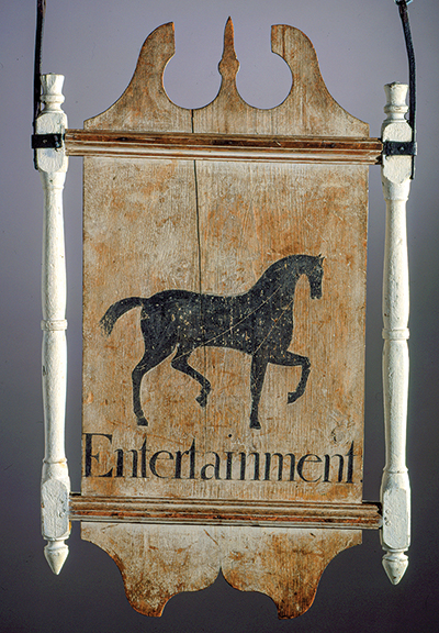 Sign for the Black Horse, circa 1771. Connecticut Historical Society, 1961.63.8.