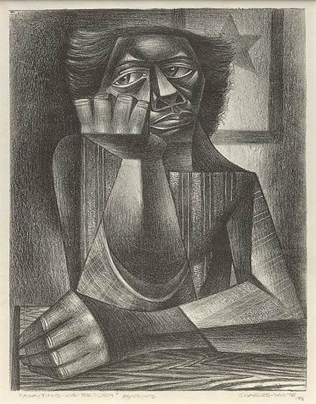 Charles White (1918-1979), Awaiting His Return, 1946, lithograph, 15¾