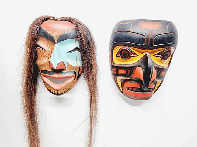 Don Mcleay, Plains Cree First Nations, 1940-2011, Laughing Man Mask, Polychrome Wood Mask