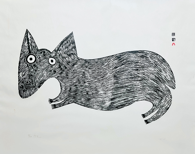 Lissie Saggiak, Cape Dorset / Kinngait, 1924-1989, Big Dog, 1963, Stonecut