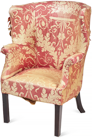 This Federal mahogany barrel-back easy chair, circa 1810, 38