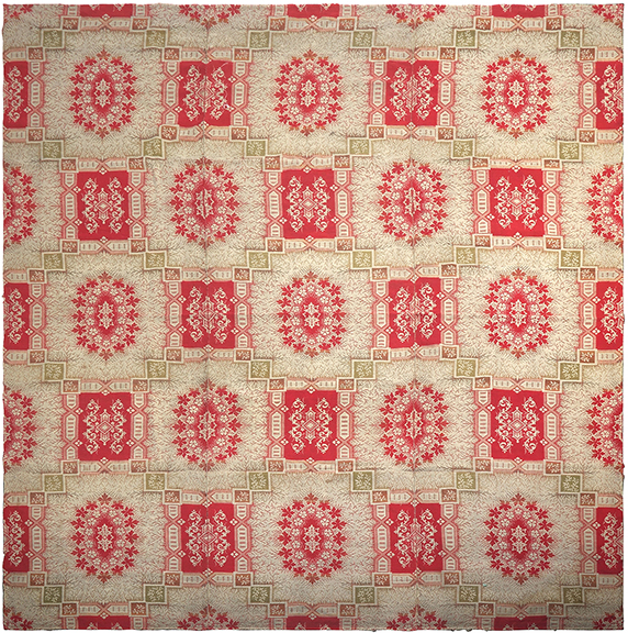 This woven wool ingrain carpet, circa 1840, 128