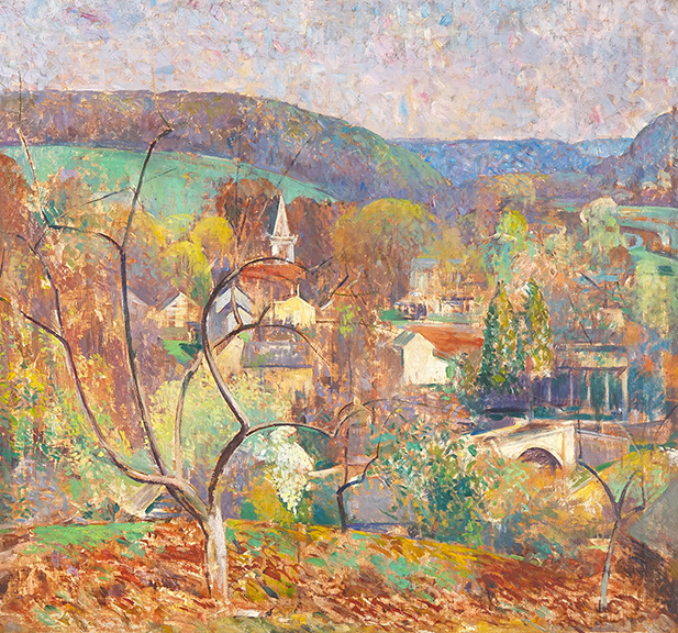 Clarence Raymond Johnson (1894-1981), Lambertville in Spring, oil on canvas, 28