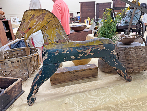 The primitive horse was priced at $425 from Deb Lerner and Rick Martin, New Boston, New Hampshire. The couple sold Granite State Antique Shows in April to Stephen Cyr.