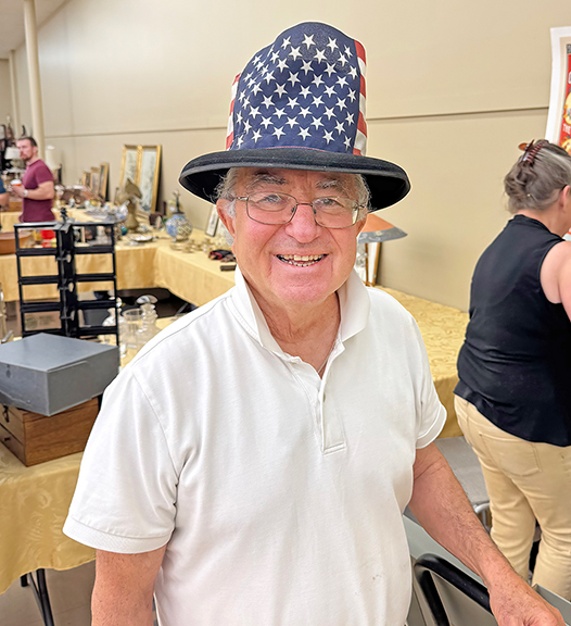David Baillargeon sported a patriotic hat.