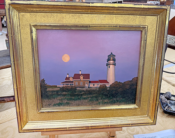 Moonrise over Highland Light, oil on panel, 11