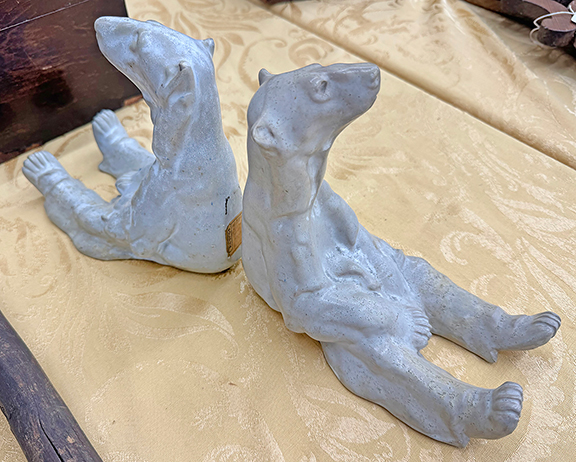 The pair of labeled Fulper Polar Bear bookends, circa 1915, was tagged $550 from Dennis Robida of Deep River Antiques, Essex, Connecticut.