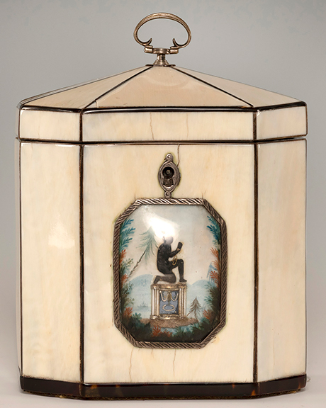 Antislavery inlaid octagonal tea caddy, 5