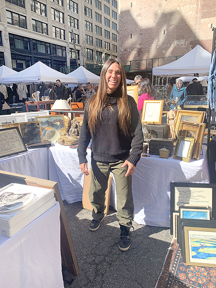 M.A.D. met Heather Karlie Vieira on a cold Saturday in March at the 25th Street flea market, where she set up for the day. Big hellos from her fellow dealers followed her around the fair. 
