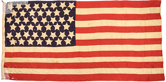 A flag signed by President Theodore Roosevelt to his expedition leader, Nairobi hotelier Major C.H. Ringer, during Roosevelt’s famed 1909-10 African safari, sold for $212,500 (starting bid: $50,000). The 45-star American flag is approximately 68