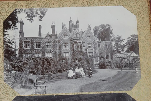  These two images from a 19th-century photo album offer a glimpse into late Victorian upper-class life at Ashburton House, Putney Heath, in southwest London. The photos show members of the John Carlisle family and details of the Elizabethan-style house and grounds. The unidentified woman seated in the interior scene is surrounded by the elements of her everyday world. The leather-covered album with 38 photos sold for $375 (est. $80/120).
