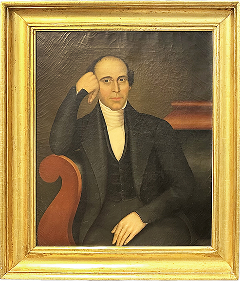 These unsigned folk paintings are said to bear “the unmistakable characteristics of a significant itinerant portrait painter.” Never restored and in their original gilt frames, they were priced at $14,500 the pair from James and Joanne Lowery of James Wm. Lowery Fine Antiques & Arts, Baldwinsville, New York.