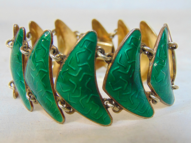 Sample Danish guilloche enameled silver jewelry